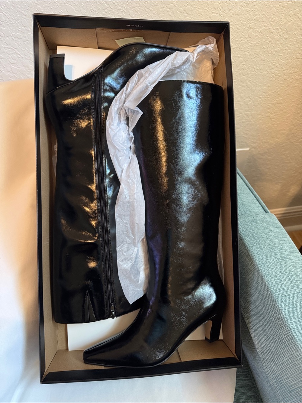 Abercrombie & Fitch EVIE Black Knee High Pointed Toe Boots